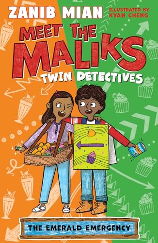 Book cover of Meet The Maliks – Twin Detectives: The Emerald Emergency: Book 3 by Zanib Mian, Kyan Cheng (illustrator)