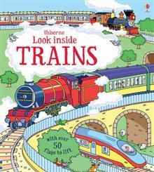 Book cover of Look Inside Trains by Alex Frith, Colin King (Illus.)