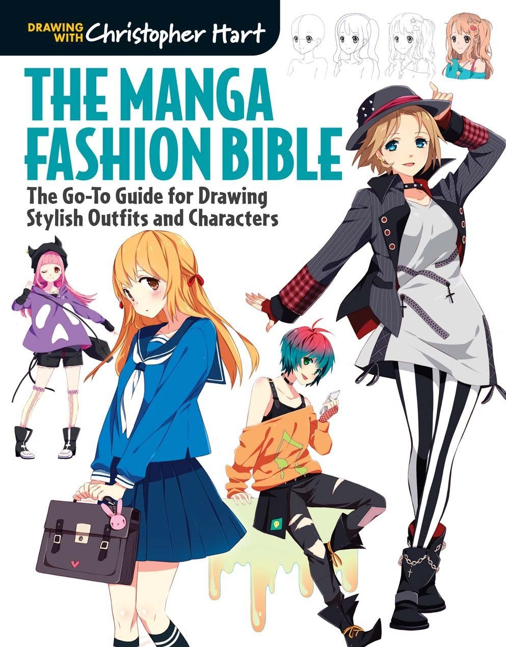 Book cover of The Manga Fashion Bible: The Go-To Guide For Drawing Stylish Outfits And Characters by Christopher Hart