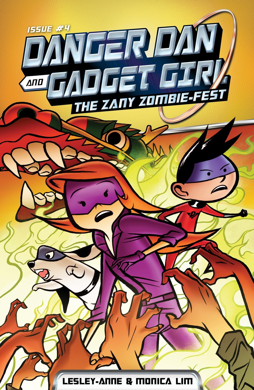 Book cover of Danger Dan And Gadget Girl: The Zany Zombie-Fest by Monica Lim, Elvin Ching (Illus.), Lesley-Anne