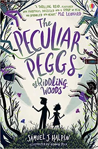 Book cover of The Peculiar Peggs of Riddling Woods by Samuel J. Halpin