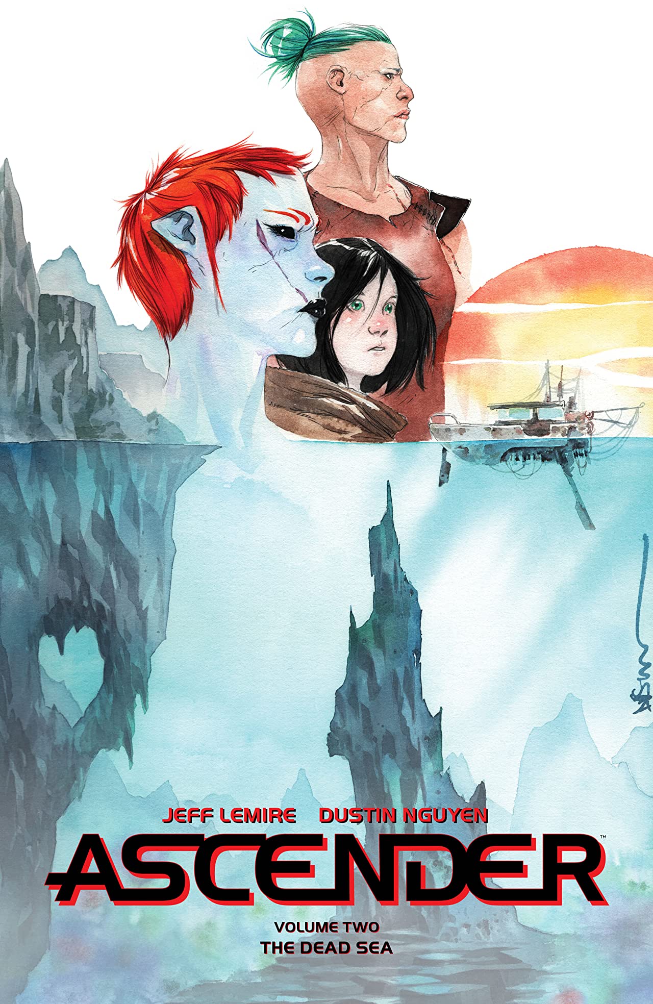 Book cover of Ascender, Vol. 2: The Dead Sea by Jeff Lemire, Dustin Nguyen (Artist)