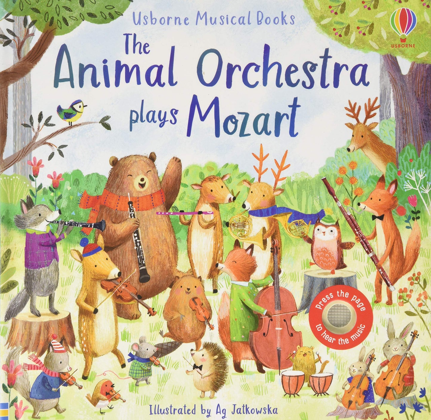 Book cover of The Animal Orchestra Plays Mozart by Sam Taplin, Ag Jatkowska (Illus.)