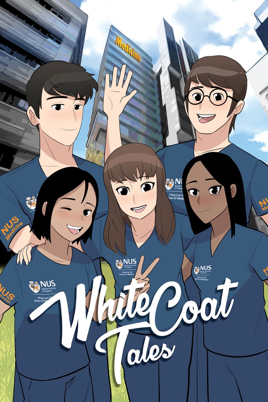 Book cover of White Coat Tales by Suffian Hakim (Writer), NUS Medicine (Writer), Eugene Lim (Illus.)