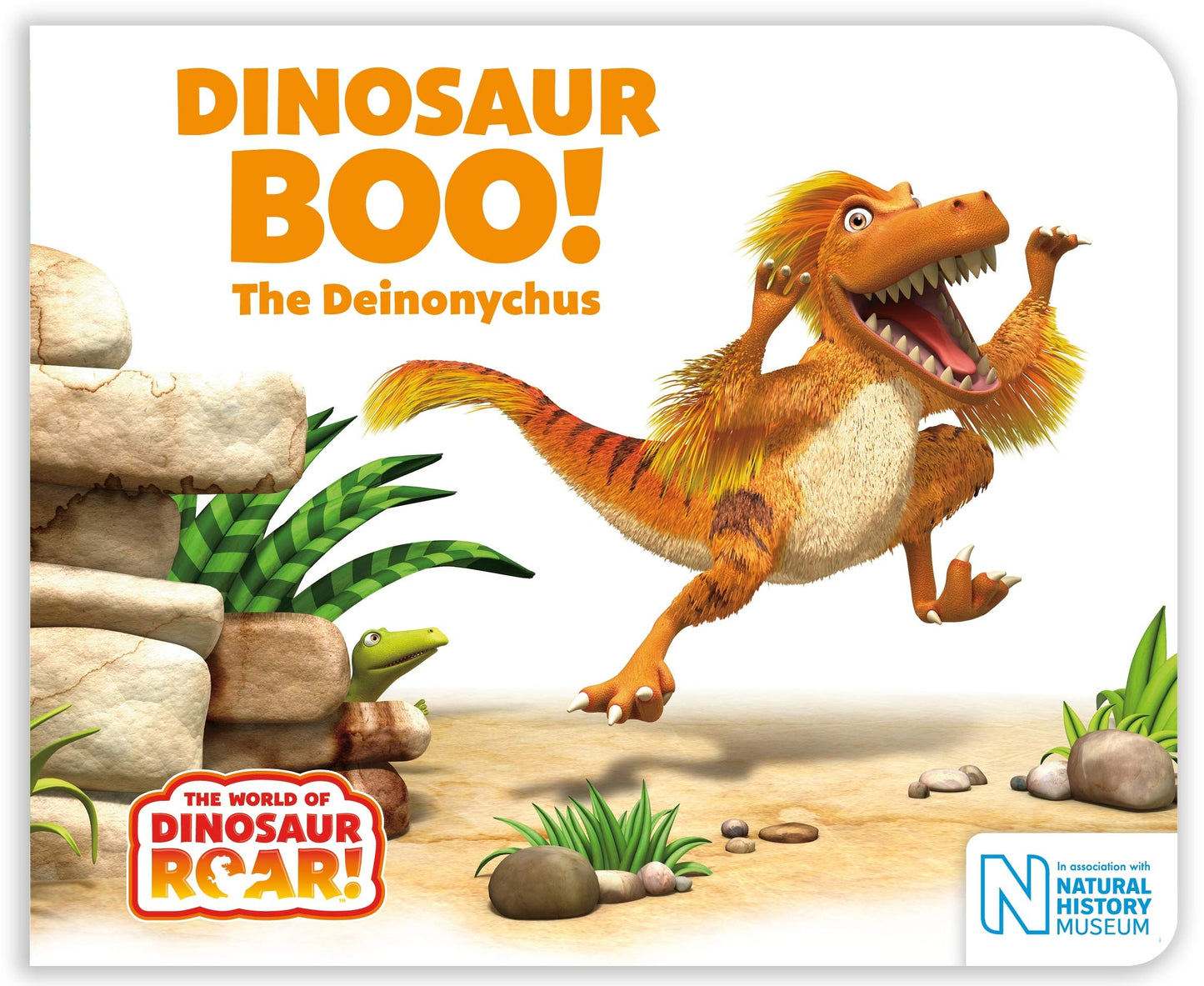 Book cover of Dinosaur Boo! The Deinonychus by Peter Curtis, Jeanne Willis
