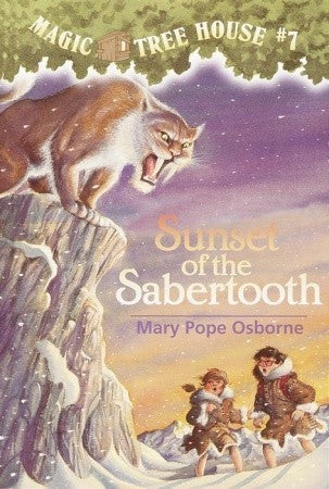 Book cover of Sunset Of The Sabertooth by Mary Pope Osborne, Sal Murdocca (Illus.)