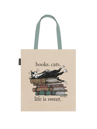 Book cover of Books Cats Life Is Sweet Tote Bag