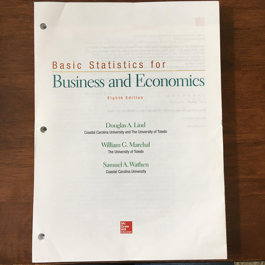 Book cover of Basic Statistics For Business And Economics 8th by Unknown Author