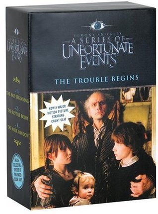 Book cover of The Trouble Begins, Movie Tie-in Edition: A Box of Unfortunate Events, Books 1-3 by Lemony Snicket