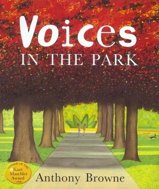 Book cover of Voices In The Park by Anthony Browne