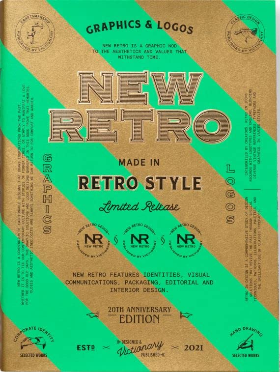 Book cover of New Retro: 20th Anniversary Edition: Graphics & Logos In Retro Style by Victionary