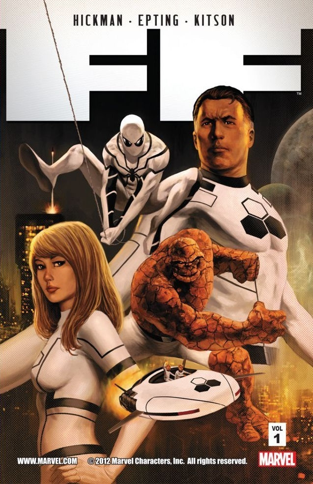 Book cover of FF, Vol. 1 by Jonathan Hickman, Steve Epting, Barry Kitson (Illus.)