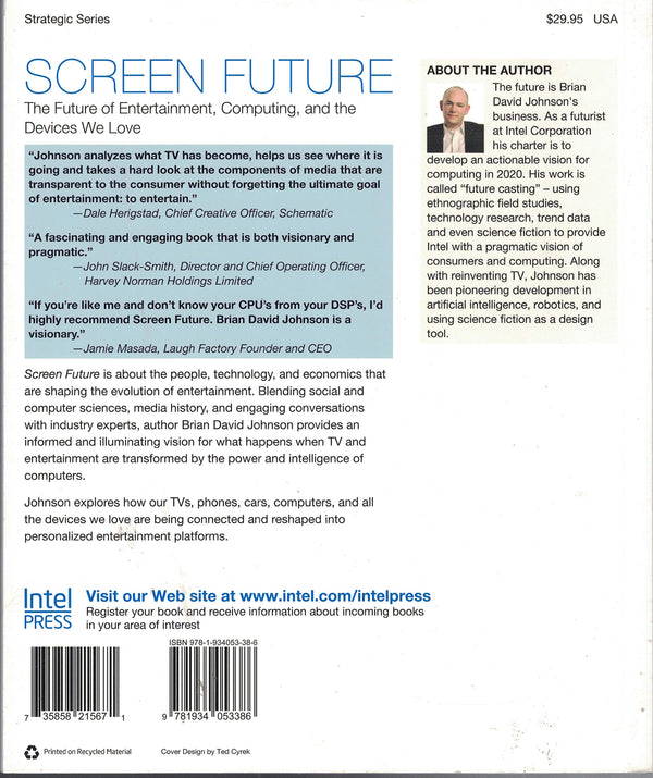 Book cover of Screen Future: The Future Of Entertainment, Computing, And The Devices We Love by Brian David Johnson