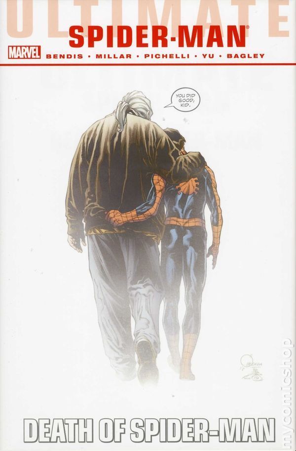 Book cover of Ultimate Comics Spider-Man: Death of Spider-Man Omnibus by Brian Michael Bendis, Mark Millar (Text), Jonathan Hickman (Text), Sara Pichelli (Illus.)