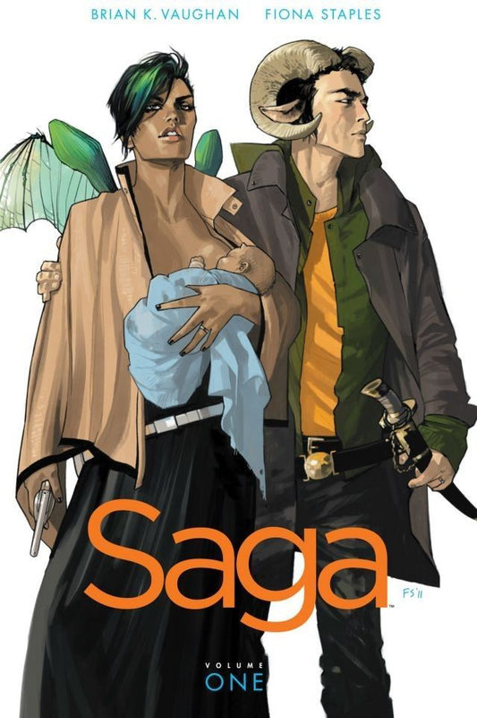 Book cover of Saga, Volume 1 by Brian K. Vaughan (Writer), Fiona Staples (Illus.)