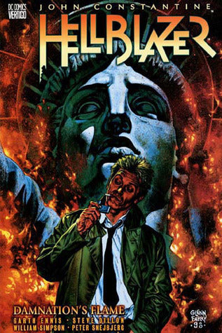 Book cover of Hellblazer: Damnation's Flame by Garth Ennis, Steve Dillon (Illus.), William Simpson (Illus.), Peter Snejbjerg (Illus.)