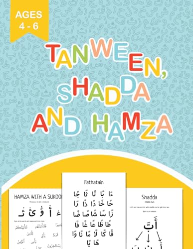 Book cover of Tanween, Shadda And Hamza: A Fun And Interactive Qaida For Kids Learning To Read The Quran by Iqrah Razzaq