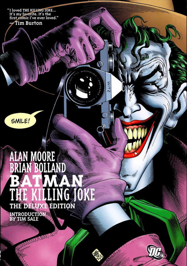 Book cover of Batman: The Killing Joke by Alan             Moore (Writer), Brian Bolland (Illustrator/Colorist), Richard Starkings (Letterer), Tim Sale (Introduction)