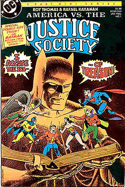 Book cover of America Vs. The Justice Society by Roy Thomas, Jerry Ordway (Illus.), Howard Bender (Illus.)