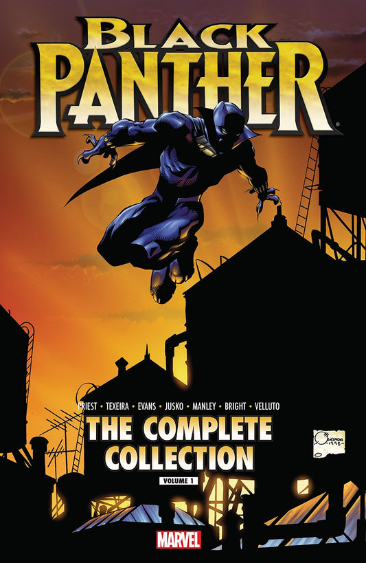 Book cover of Black Panther By Christopher Priest: The Complete Collection, Vol. 1 by Christopher J. Priest, Joe Quesada (Illus.), Mark Texeira (Illus.), Vince Evans (Illus.), Joe Jusko (Illus.), Mike Manley (Illus.), M.D. Bright (Illus.), Sal Velluto (Illus.), Amanda Conner (Illus.)