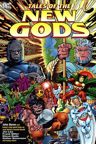 Book cover of Tales of the New Gods by John Byrne, Jim Lee, Frank Miller, Walter Simonson, Jeph Loeb, Steve Rude (Illus.), Dave Gibbons (Illus.), Arthur Adams (Illus.), Erik Larsen (Illus.)