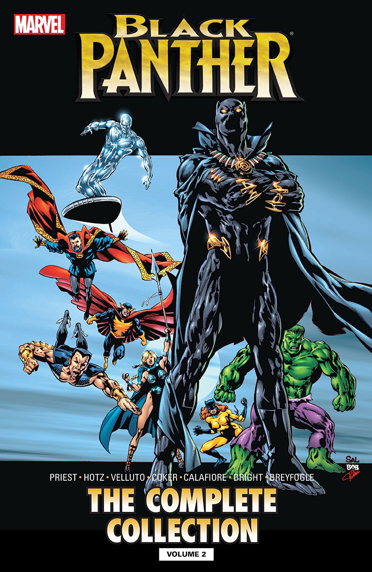 Book cover of Black Panther By Christopher Priest: The Complete Collection, Vol. 2 by Christopher J. Priest, Kyle Hotz (Illus.), Sal Velluto (Illus.), Jim Calafiore (Illus.), Norm Breyfogle (Illus.), M.D. Bright (Illus.), Tomm Coker (Illus.)