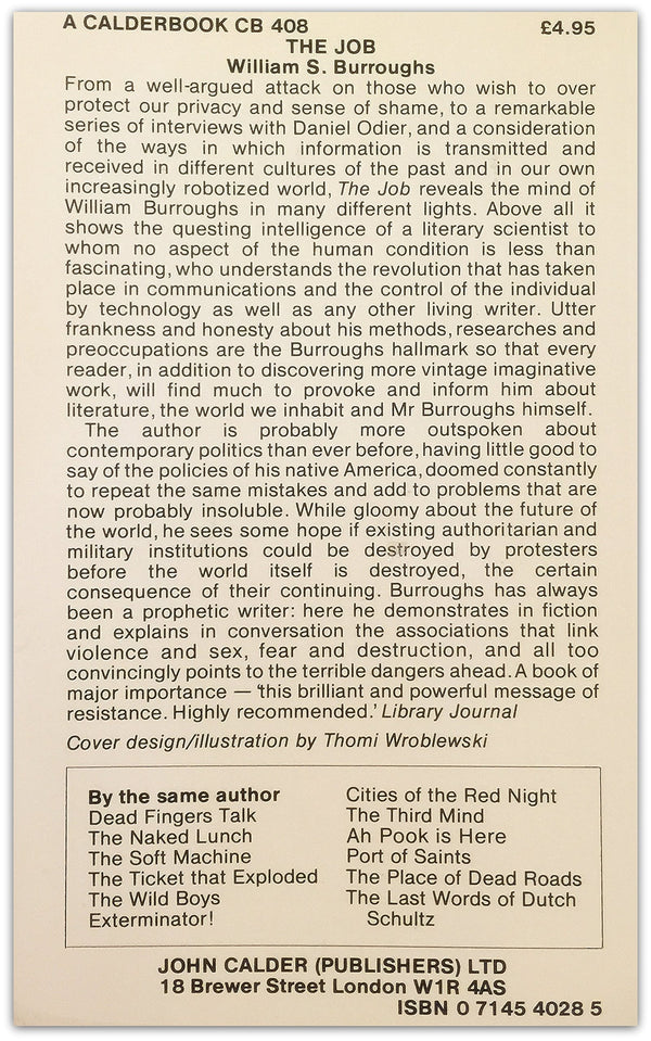 Book cover of The Job: Topical Writings And Interviews by William S. Burroughs