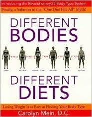 Book cover of Different Bodies, Different Diets: Introducing The Revolutionary 25 Body Type System by Carolyn L. Mein
