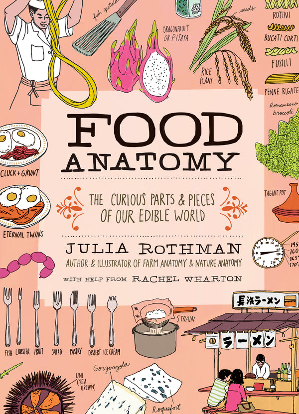 Book cover of Food Anatomy: The Curious Parts & Pieces Of Our Edible World by Julia Rothman, Rachel Wharton (Primary Contributor)
