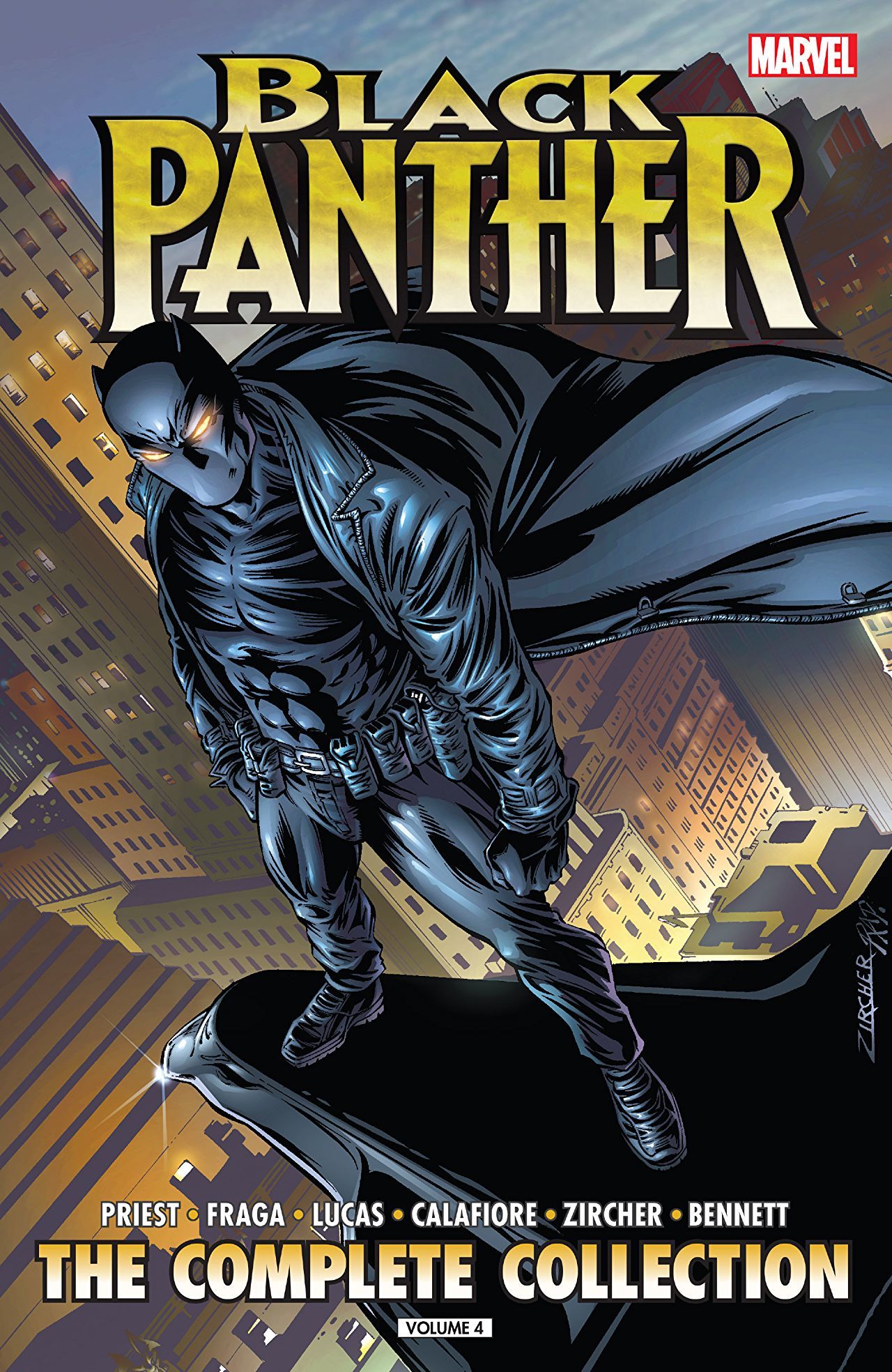 Book cover of Black Panther By Christopher Priest: The Complete Collection, Vol. 4 by Christopher J. Priest, Dan Fraga (Illus.), Jorge Lucas (Illus.), Jim Calafiore (Illus.), Patrick Zircher (Illus.), Joe Bennett (Illus.)