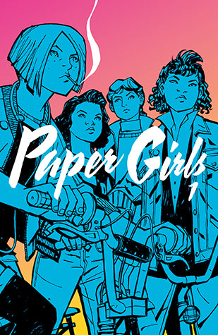 Book cover of Paper Girls, Volume 1 by Brian K. Vaughan (Writer), Cliff Chiang (Illus.), Matt Wilson (Colorist), Jared K. Fletcher (Letterer)