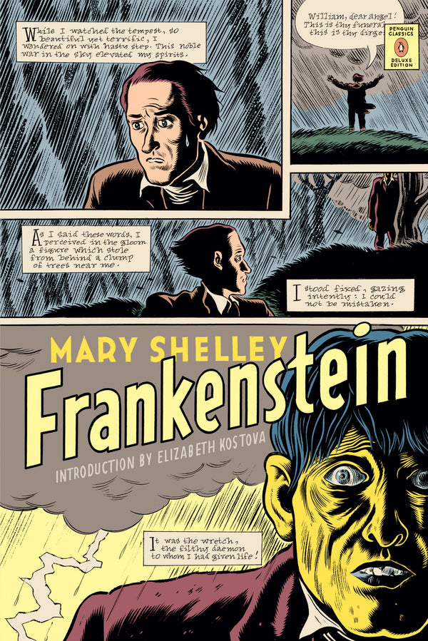 Book cover of Frankenstein by Mary Wollstonecraft Shelley, Daniel Clowes (Illus.), Elizabeth Kostova (Introduction), Maurice Hindle (Ed.)