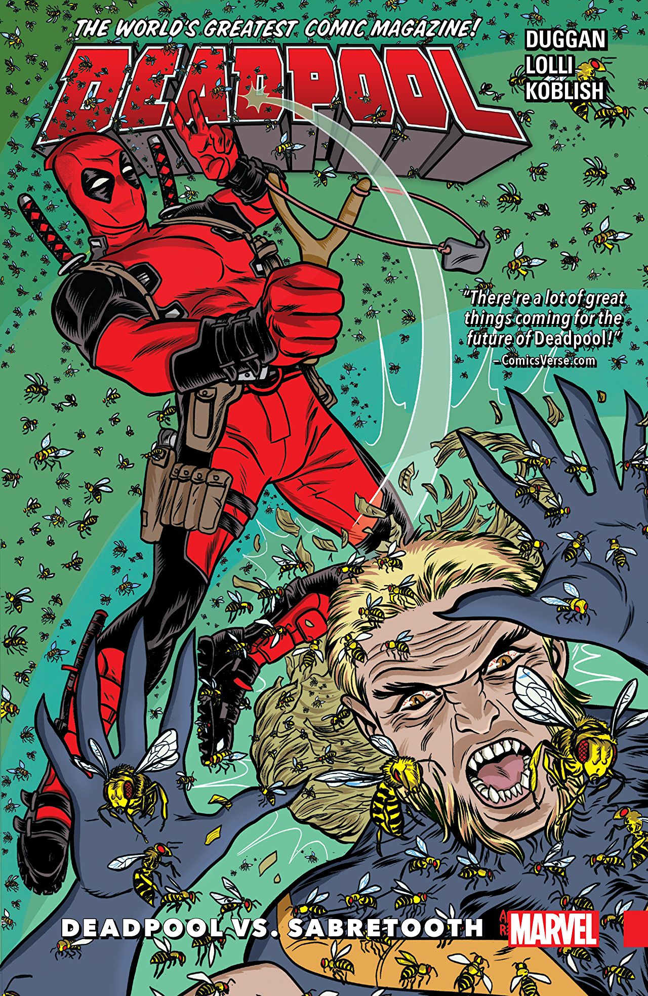 Book cover of Deadpool: World's Greatest, Volume 3: Deadpool Vs. Sabretooth by Gerry Duggan (Writer)