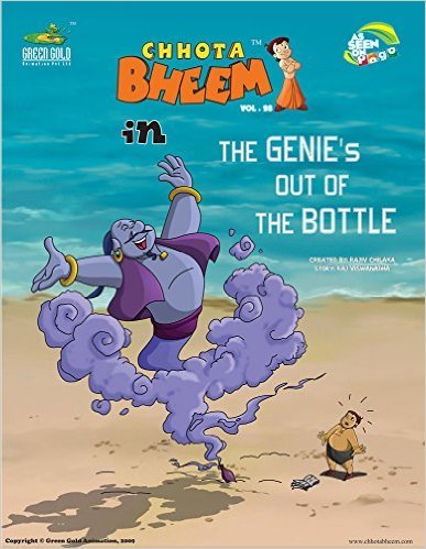 Book cover of Chhota Bheem In The Genie's Out Of The Bottle by Raj Viswanadha