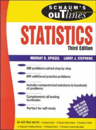 Book cover of Schaum's Outline of Statistics by Murray R. Spiegel, Larry Stephens