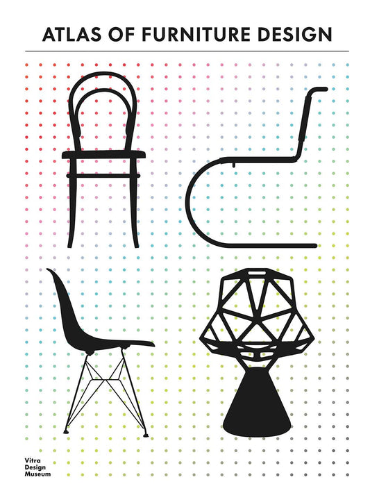 Book cover of Atlas Of Furniture Design by Mateo Kries (Author, editor), Jochen Eisenbrand (Ed.), Alberto Bassi (Contrib.), Fulvio Ferrari (Contrib.), Otakar Macel (Contrib.), Jane Pavitt (Contrib.), Ingeborg de Roode (Contrib.), Catharine Rossi (Contrib.), Arthur Rüegg (Contrib.), Penny Sparke (Contrib.), Deyan Sudjic (Contrib.), Wolf Tegethoff (Contrib.), Carsten Thau (Contrib.), Kjeld Vindum (Contrib.), Gerald W.R. Ward (Contrib.)