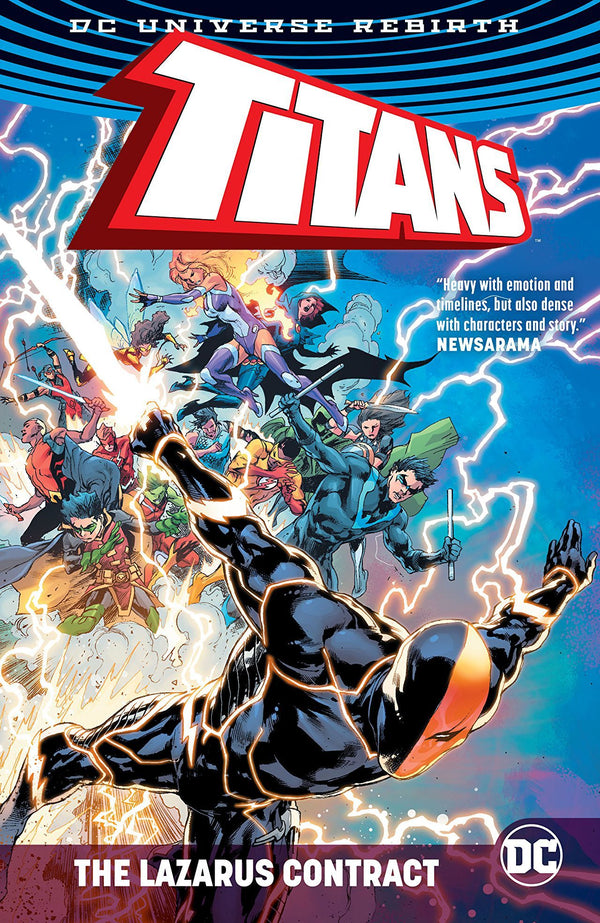 Book cover of Titans: The Lazarus Contract by Christopher J. Priest, Dan Abnett, Benjamin Percy, Norm Rapmund (Illus.), Brett Booth (Illus.), Phil Hester (Illus.), Paul Pelletier (Illus.), Carlo Pagulayan (Illus.), Larry Hama (Illus.), Khoi Pham (Illus.), Minkyu Jung (Illus.), Kenneth Rocafort (Illus.), V. Kenneth Marion (Illus.)