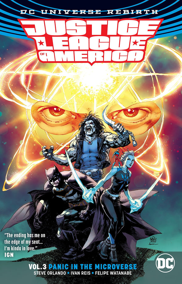 Book cover of Justice League Of America, Vol. 3: Panic In The Microverse by Steve Orlando, Ivan Reis (Illus.)