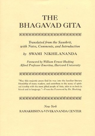 Book cover of Bhagavad Gita by Krishna-Dwaipayana Vyasa, T. Nikhilananda (Trans.)