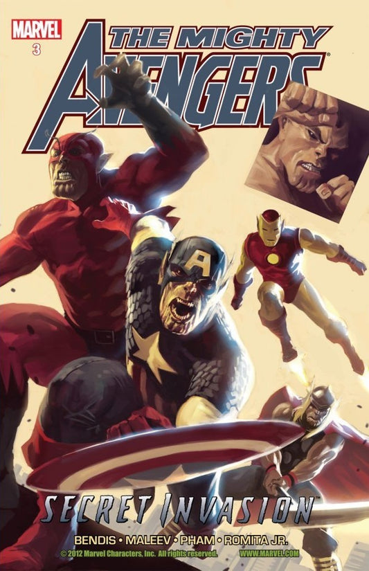 Book cover of The Mighty Avengers, Vol. 3: Secret Invasion, Book 1 by Brian Michael Bendis, Alex Maleev, Khoi Pham (Illus.)