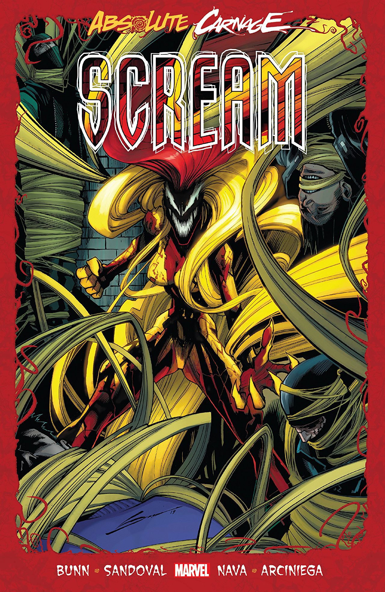 Book cover of Absolute Carnage: Scream by Cullen Bunn, Clay McLeod Chapman, Gerardo Sandoval (Illus.), Brian Level (Illus.)