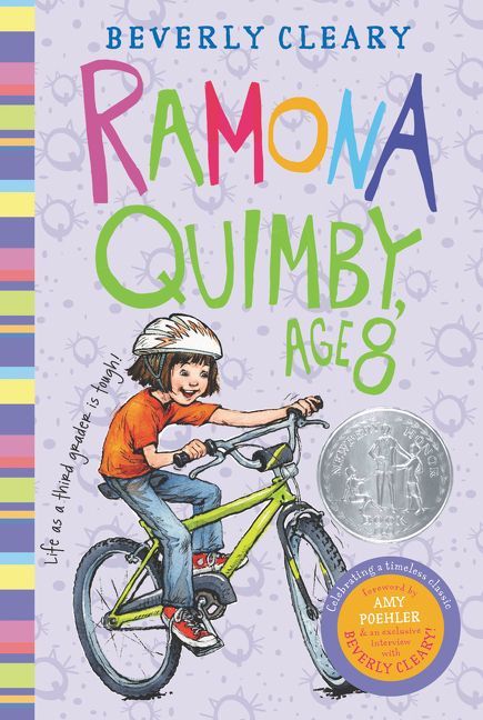 Book cover of Ramona Quimby, Age 8 by Beverly Cleary, Jacqueline Rogers (Illus.), Amy Poehler (Introduction)