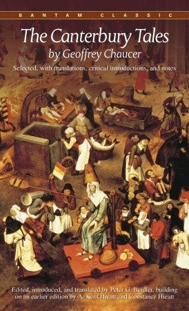 Book cover of The Canterbury Tales by Geoffrey Chaucer, A. Kent Hieatt (Ed.), Constance Hieatt (Ed.)