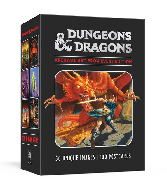 Book cover of Dungeons & Dragons 100 Postcards: Archival Art From Every Edition by Wizards of the Coast