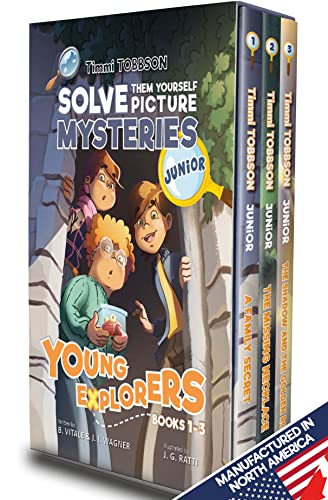 Book cover of Timmi Tobbson Junior Boxed Set: Timmi Tobbson Junior (6-8) Children's Detective Adventure Books 1-3 (Solve-Them-Yourself Mysteries Book Series for Boys and Girls by J. I. Wagner B. Vitale, Javier Gimenez Ratti (Illus.), Tracy Phua (Ed.)