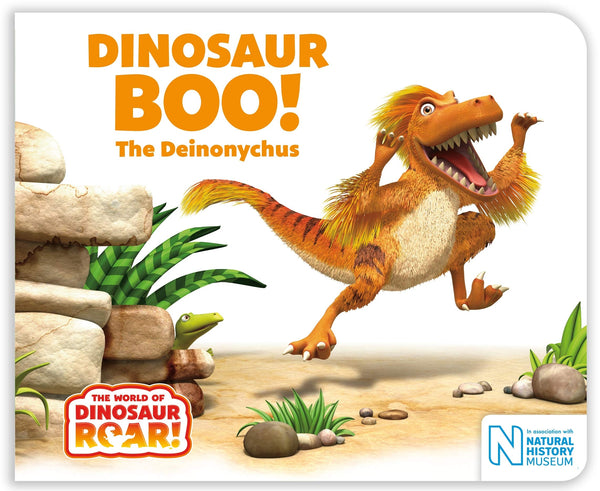 Book cover of Dinosaur Boo! The Deinonychus by Peter     Curtis, Jeanne Willis