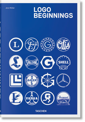 Book cover of Logo Beginnings by Jens M�ller, Hayley Haupt (Trans.), Claire Débard (Trans.), Julius Wiedemann (Ed.)