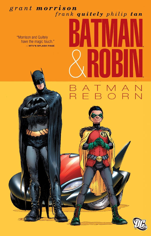 Book cover of Batman & Robin, Vol. 1: Batman Reborn by Grant Morrison (Writer), Frank Quitely (Artist), Philip Tan (Penciler), Jonathan Glapion (Inker), Alex Sinclair (Colourist)