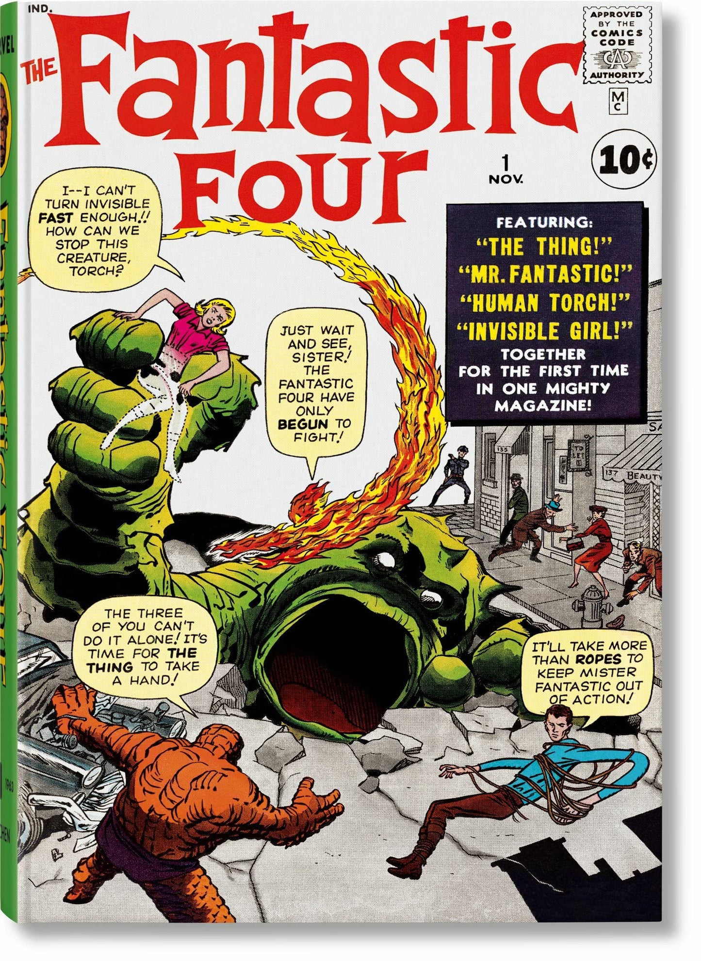 Book cover of Marvel Comics Library. Fantastic Four. 1: 1961-1963 by Marc Waid, Mike Massimino, Stan Lee, Jack Kirby