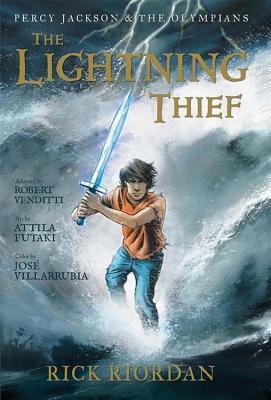 Book cover of The Lightning Thief: The Graphic Novel by Robert Venditti (Adapter), Rick Riordan, José Villarrubia (Illus.), Attila Futaki (Illus.)